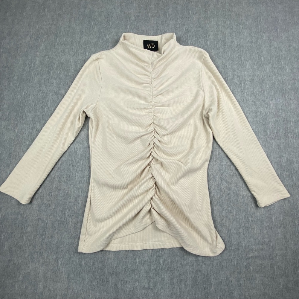 W5 Concepts Womens Long Sleeve Gathered Front Mock Turtleneck Blouse‎ Size Small